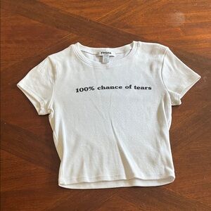 White Graphic Tee - 100% Chance of Tears